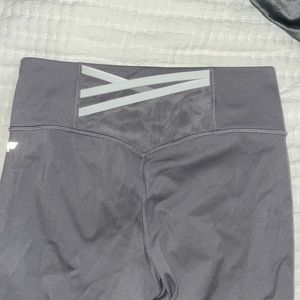 Gray Fabletics leggings. Size Medium. Sheer detailing doubles as small pocket.